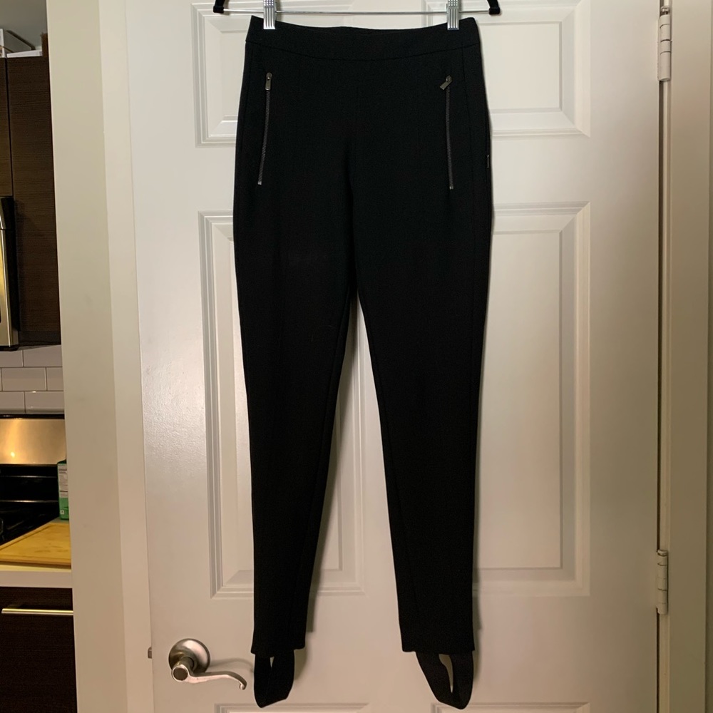 Whistles Black Zip Front Stirrup Pants - Size 2